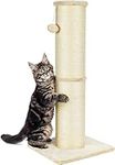 PAWSCRAT Cat Scratching Post 32 Inch High, 5.5 Inch Large Diameter Natural Sisal Cat Scratch Post, Scratch-Resistant and Durable Tall Cat Scratcher for Indoor Cats