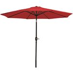 Sunnydaze 9-Foot Patio Umbrella - Push-Button Tilt and Crank Handle - Aluminum Pole and Polyester Shade Canopy - Red