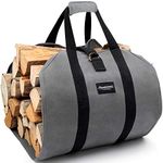 Amagabeli Firewood Carrier Tote Waxed Canvas Log Tote Carrying Bag Wood Carrier Bag with Handles Security Strap for Camping Indoor Firewood Logs Tote Log Holder Birchwood Stand Gray BG291