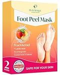 Plantifique Foot Peel Mask Foot Mask Dermatologically Tested - Repair Heels & Removes Dry Dead Skin for Soft Baby Feet - Exfoliating Peel Mask for Hard Skin - Peeling (Peach 2 Pack)