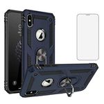 Phone Case for iPhone Xs X 10 with Tempered Glass Screen Protector Magnetic Stand Ring Holder Accessories Heavy Duty Rugged Protective Shockproof Hard Bumper iPhoneX iPhoneXs i SX 10x 10s 10xs Blue