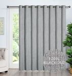 GRALI Textured Blackout Extra Wide Patio Door Panel, Thermal Insulated Curtain for Sliding Glass Door, Thick Textured Linen Look Curtain (1 Panel,100 x 84, Light Grey) …