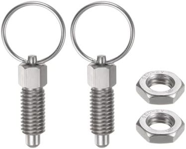 HARFINGTON 2Pcs Spring Plunger with Pull Ring M10x1.5 Thread Size 0.79" Thread Length Pin Dia.6mm Round Head Stainless Steel Non-Locking Retractable Index Plunger for Industrial Equipment