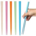 5 Pairs Reusable Chopsticks Fiberglass Set Alloy Non-Slip Colorful Japanese Family Kids Use Dishwasher-Safe for Household and Restaurant