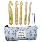 Misscrafts Large Crochet Hooks 12mm/15mm/18mm/20mm/25mm with 2 alu Elbow Knitting Needles in Organizing Case