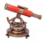 Nautical Antique Finish Brass & Leather Theodolite Navigation Survey Instrument Marine Alidade Compass Telescope