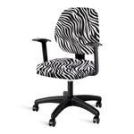 Xoenoiee 2 Sets Office Chair Seat Cover with Backrest Cover Polyester Computer Chair Cover Stretchable Slipcover Desk Chair Cover, Zebra Stripe Print