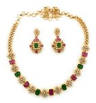 Sasitrends Traditional Micro Gold Plated Multi Color AD American Diamond Jewellery Necklace Jewellery Set for Women and Girls