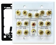 DIYTECH Speaker Wall Plate, 7.2 Home Theater Wall Plate, 2 RCA Wall Plate, Gold Plated Binding Posts, Speaker Wall Plates, for Home Theater Wall Speaker Plate Setup