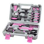 CARTMAN Pink 126Piece Tool Set General Household Hand Tool Kit with Plastic Toolbox Storage Case