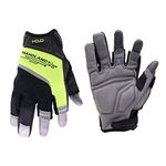 HANDLANDY Framer Work Gloves Open-Finger Carpenters Gloves，Dexterity Fingerless Framing Gloves