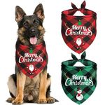 JOTFA 2 Pack Christmas Dog Bandanas, Multi Sizes Holiday Christmas Plaid Dog Puppy Bandana Scarf Costume for Small Medium Large Dogs Pets (Large)