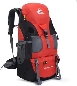 Bseash 50L Lightweight Water Resistant Hiking Backpack,Outdoor Sport Daypack Travel Bag for Climbing Camping Touring (Red - No Shoe Compartment)