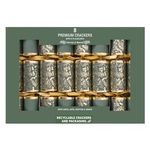 Harvey & Mason 8 Green Forest Christmas Crackers Premium Green And Gold Woodland Print Party Table Decoration