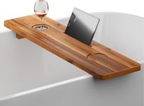 Streema art Acacia Bathtub Caddy Tray Table | 35x9 Inch Large Bath Tub Tray Wooden | Anti-Tipping, Sustainable Tub Tray for Bathtub | Bathtub Accessories Holders for Bathtub (Acacia, 35x9)