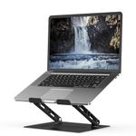 Nayka Adjustable Laptop Stand for Desk, Metal Foldable Laptop Riser, Portable Laptop Holder, Ventilated Cooling Computer Notebook Stand Compatible with 10-17.3” Laptops