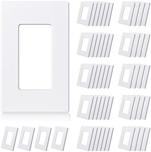 ELEGRP Matte White 1-Gang Screwless Decorative Wall Plates, Standard Size Unbreakable Thermoplastic Faceplate Cover for Decorator Receptacle Outlet Switch, UL Listed (50 Pack)