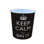 JVL Keep calm and bin it black waste paper bin 25x26.5cm 100% polypropylene