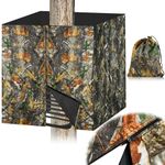 Hunting Tree Stand Blinds, 141" x 35" Full-surround Treestand Camo Blind Cover Universal 2 Man Ladder Stand Blind Camouflage Stand Accessories with Zipper Pockage and Storage Bag for Deer Hunting