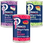 Black Cherry Fruit Filling Tin 410g with Bramley Apple Fruit Filling Tin 395g & Red Cherry Fruit Filling Tin 410g - Bundle Consisting of Princes x3 Pack