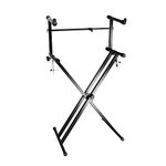 Save On Many Double-Brace X Keyboard Stand + 2nd Detachable Tier Heavy Duty Music Musical Electronic Piano Stand with Locking Straps (Dual Braced)