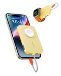 VEGER Portable Charger for iPhone with Built in Cable, 5000mAh Mini Power Bank Battery Pack, PD 20W Fast Charger Travel Accessory Compatible with iPhone 15/14/13/12/Pro Max, Apple Watch Series-Yellow