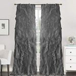 Sweet Home Collection 2 Pack Window Panel Sheer Voile Vertical Ruffled Waterfall Curtains