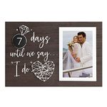 ElegantPark Engagement Gifts for Couple Wedding Gifts for Bride and Groom Picture Frame Wood Engaged Gifts for Fiancé Fiancée Romantic Wedding Countdown Calendar Picture Frame 4X6