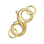 Lobster Clasp Double Opening Gold Lobster Clasp with Jump Rings 14k Gold Plated Sterling Silver Necklace Clasp Connector Bracelet Clasp for DIY Jewelry Repair Kit 0.55 x 0.24 Inch