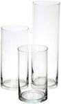 Royal Imports Glass Cylinder Flower Centerpiece Vases Set of 3 - Hurricane Candle Holder for Pillar, Floating, Tealights - Use for Floral, Wedding Table, Home Decor, Party, Holiday