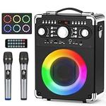 HWWR Karaoke Machine with 2 Wireless Microphones for Adults and Kids,Portable Party Karaoke Speaker with DJ Lights, Bluetooth Speaker for Home Party, Gatherings, The Best Gift for All