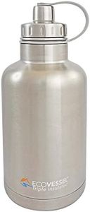 EcoVessel BOSS Trimax Triple Insulated Stainless Steel Growler Water Bottle, Silver Express, 1900 ml