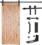 JZVXX 6FT Sliding Barn Door Hardware Kit,Barn Door Kit,Fit for Door Panel Width Up to 36", Barn Door Handle/Pull/Hook/Guide Included- Combination Track Mode- Step by Step Manual Included.(JD-6FT-5)