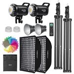 Godox SL60II-D LED Video Light Kit 2Pack Continuous light Set, Square Grid Softbox,Light Stand, Remote Control & Honeycomb Grid for Studio Video Recording, Filming, Podcast (2PCS)