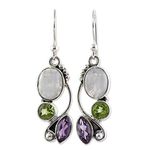 PULABO Gorgeous Hook Earrings Vintage Marquise Round Faux Moonstone Emerald Amethyst Dangle Hook Earrings - Silver Earrings Durable