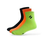 Athl Athletic Sports Socks |Unisex Everday Mid Calf Length |Compression Band |Odour-Free & Breathable|Light Weight Training Sports Socks | Pack of 3 Neon Green |Neon Orange |Black