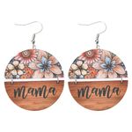 Mama Earrings Gifts for Women Mom Mother Day Birthday Gift for Bonus Step Mom Mother in Law Wooden Earring for Mama Mommy Gifts from Duaghter Son Bohemian Boho Accessories for Women Her