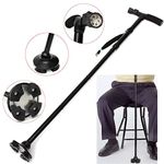 Maharsh Trusty Cane LED Folding Walking Triple Head Pivot Base Adjustable As Seen On TV