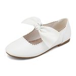 DREAM PAIRS Flower Girls Dress Shoes Mary Jane Ballerina Flats Shoes,Toddler/Little/Big Kids,ANGIE-5,White,Size 3