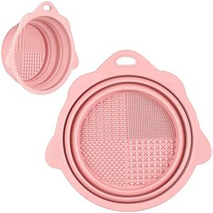 Etercycle Foldable Silicone Makeup Brush Cleaner Bowl - Portable Cleaning Tool for Brushes, Powder Puffs, and Sponges (Pink)