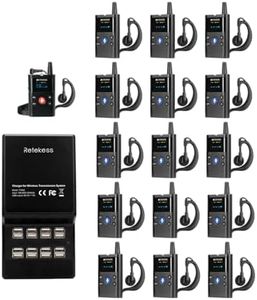 Retekess TT126 Two-Way Tour Guide System, 2 Way Communication Device, 280m/918ft, Two-Way Headsets for Factory, Plant (1 Transmitter 15 Receivers and 1 USB Charger)