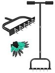 Spike Lawn Air Aerator, Metal Manual Dethatching Soil Aerating Lawn with 15 Iron Spikes Pre-Assembled Grass Aerator Tools for Lawn Grass Aeration Garden