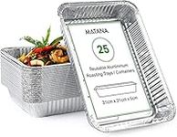 MATANA - 25 Reusable Aluminium Foil Roasting Trays/Containers - 31x21cm (2000ml)