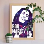 ArtinKart- Bob Marley Framed Poster Music Wall Art for Living Room Home Door Office -(Synthetic Beige Wood, 9.5x13.5 inch, Framed without Glass)