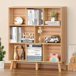 LEYAOYAO Wooden 8 Cube Book Shelf, Natural 3 Tier Bookshelf with Legs, Modern Open Storage Organizer,Boho Bookcase,Display Cabinet Shelf Free Standing Bookshelves for Bedroom,Living Room,Office