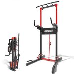 ONETWOFIT Power Tower Pull Up Bar Station, Multi-Function Adjustable Height Foldable Dip Station for Home Gym Workout, Heavy Duty Strength Training Fitness Equipment, Pull Up Stand 600LBS (Black-Pro)