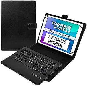 Cooper Infinite Executive Keyboard Case for 7, 7.9, 8" Tablets | Universal Fit | 2-in-1 Leather Folio Cover & Bluetooth Wireless Keyboard with Hotkeys