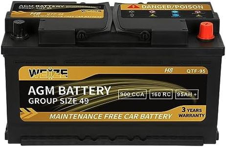 Weize Platinum AGM Battery BCI Group 49-12v 95ah H8 Size 49 Automotive Battery, 160RC, 900CCA, 36 Months Warranty