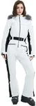 HIGH EXPERIENCE Women Ski Suit One Piece Snow Jumpsuit Snow Stretchy Outfit Snowboard Onesie Insulated Waterproof Winter Warm (White, X-Small)