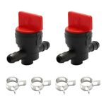 Tabanzhe 2 Pcs Fuel Tank Tap - Universal Motorcycle Fuel Shut Off Valve with Clamps Garden Brush Cutter Lawn Mower Snow Blower Tractor Replacement Accessory